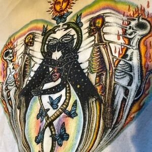 Spiritual artwork Colorful Skeleton and Butterfly Graphic crewneck
